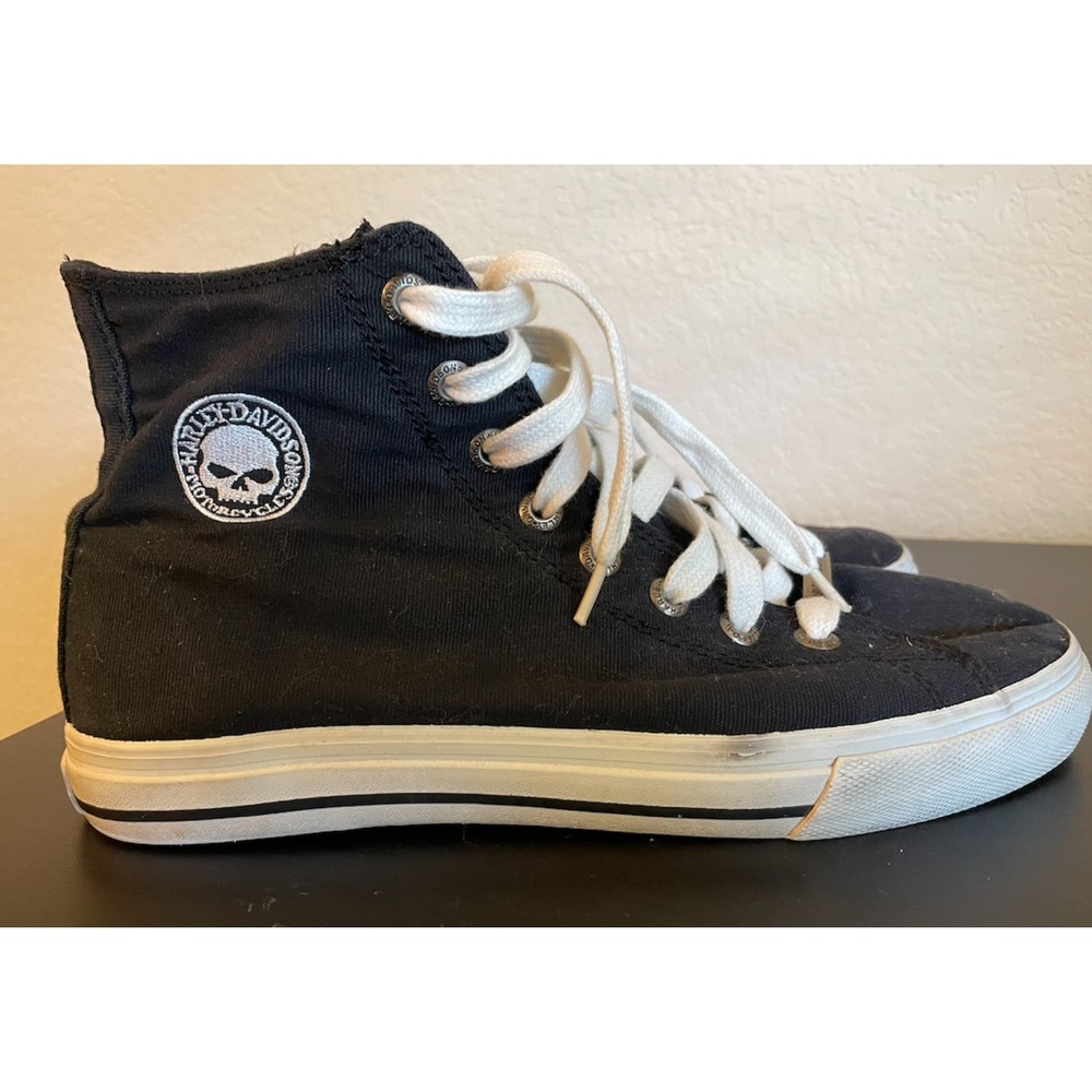 Men's RARE Harley Davidson Canvas Shoes - Screamin' Eagle Skull - Sz 8.5